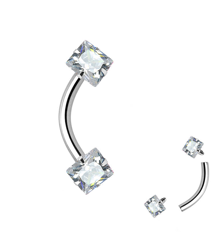 16G Square CZ Internally Threaded Circular Barbell