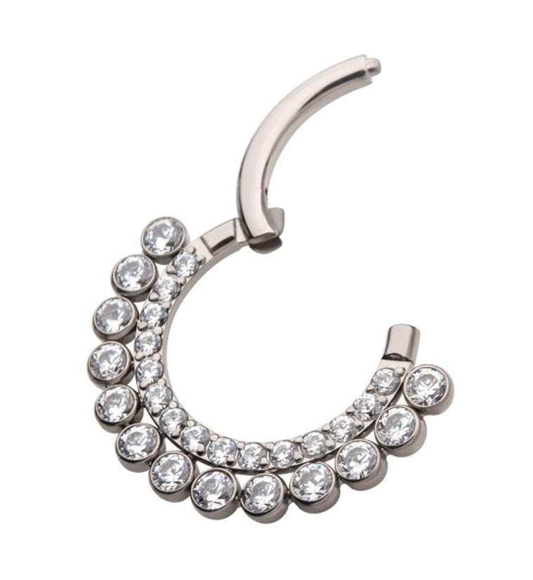 Double CZ Edge Titanium Hinged Segment Ring