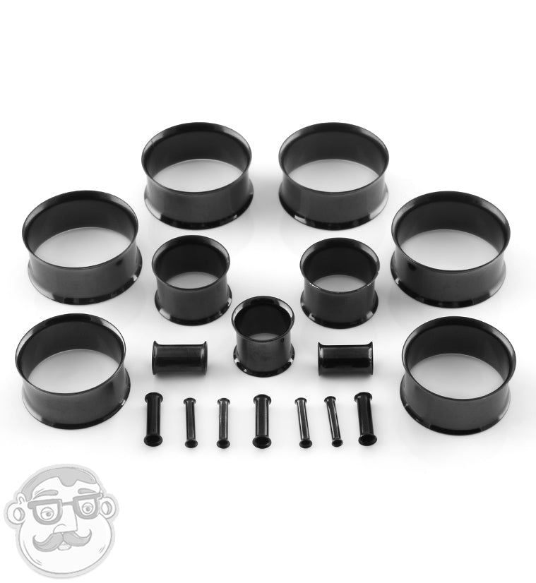 Black Stainless Steel Double Flare Tunnels Gauges