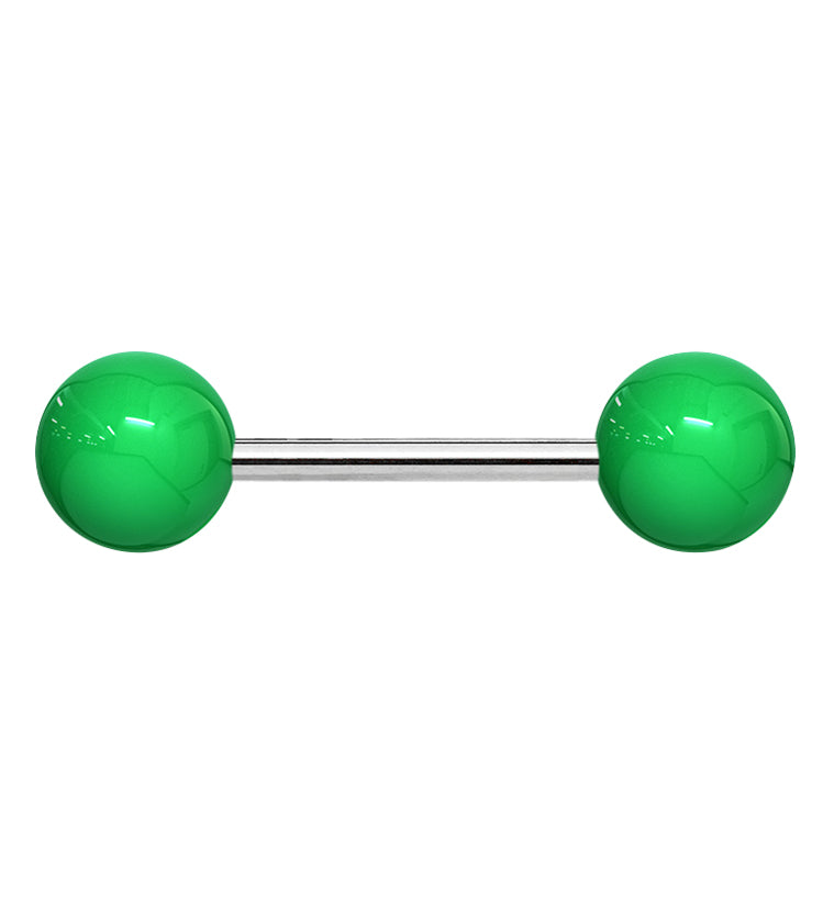 Double Green Ball Stainless Steel Barbell