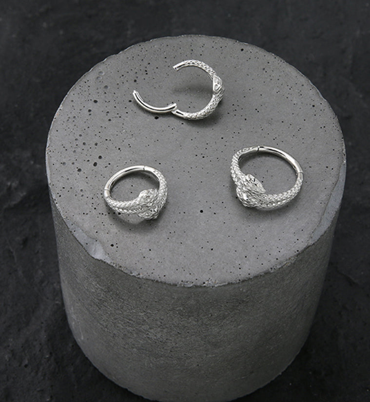 Double Head Snake Twist Stainless Steel Hinged Segment Ring