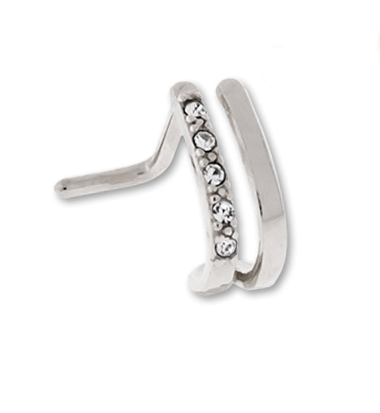 18G Double Line CZ Nose Curve Ring