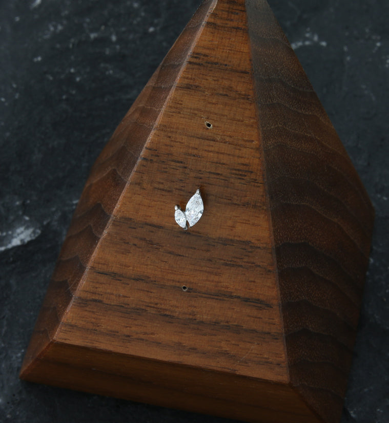 Double Marquise Clear CZ Titanium Threadless Top