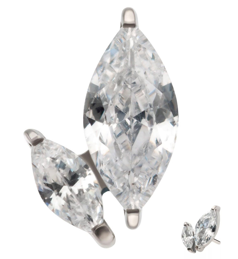 Double Marquise Clear CZ Titanium Threadless Top