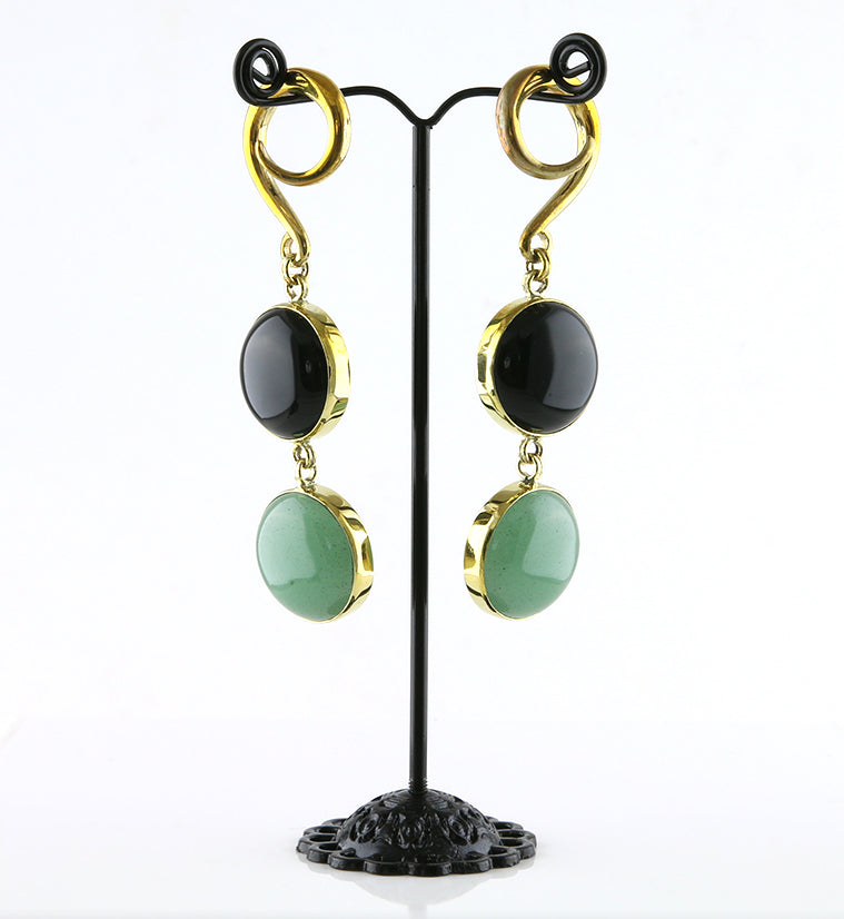 Obsidian X Aventurine Stone Hanging Ear Weights