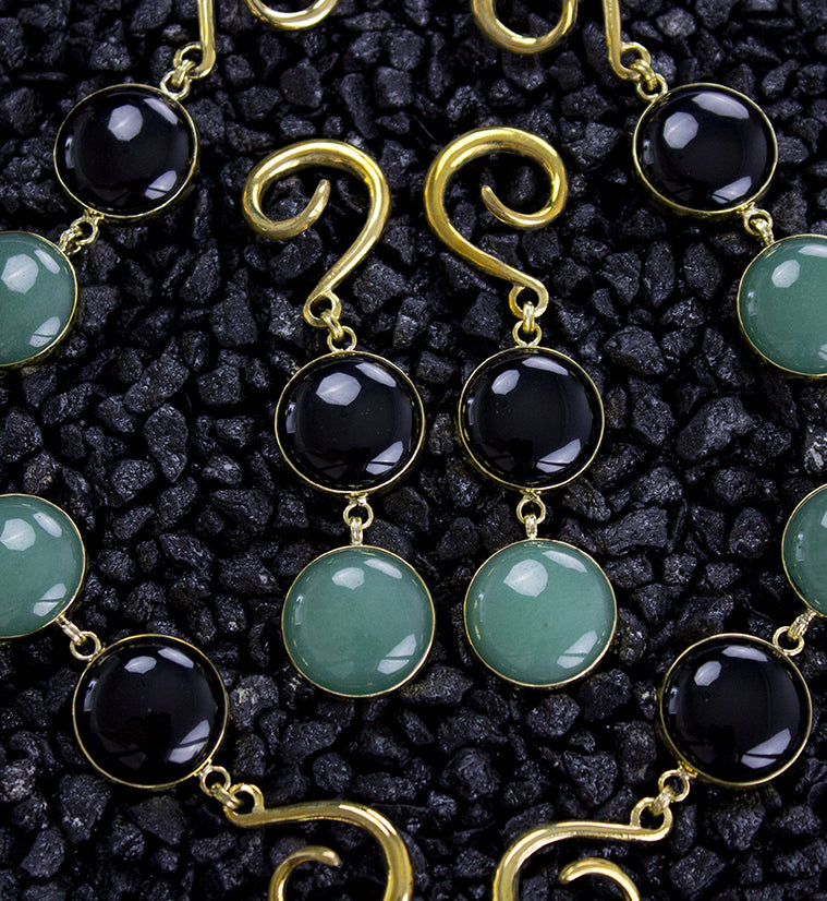 Obsidian X Aventurine Stone Hanging Ear Weights