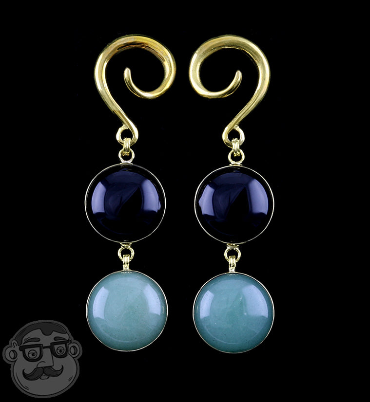 Obsidian X Aventurine Stone Hanging Ear Weights
