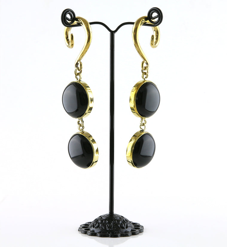 Double Obsidian Stone Hanging Ear Weights