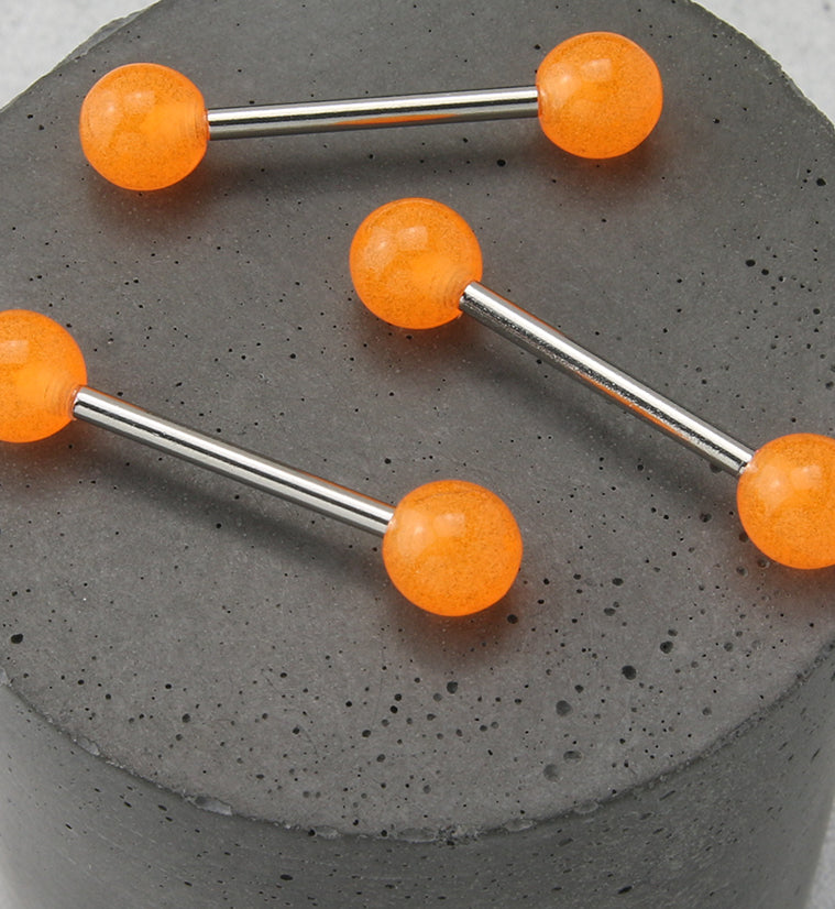 Double Orange Ball Stainless Steel Barbell