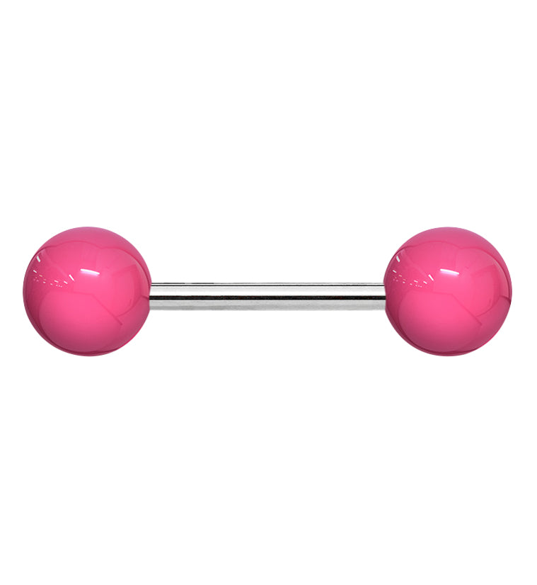 Double Pink Ball Stainless Steel Barbell
