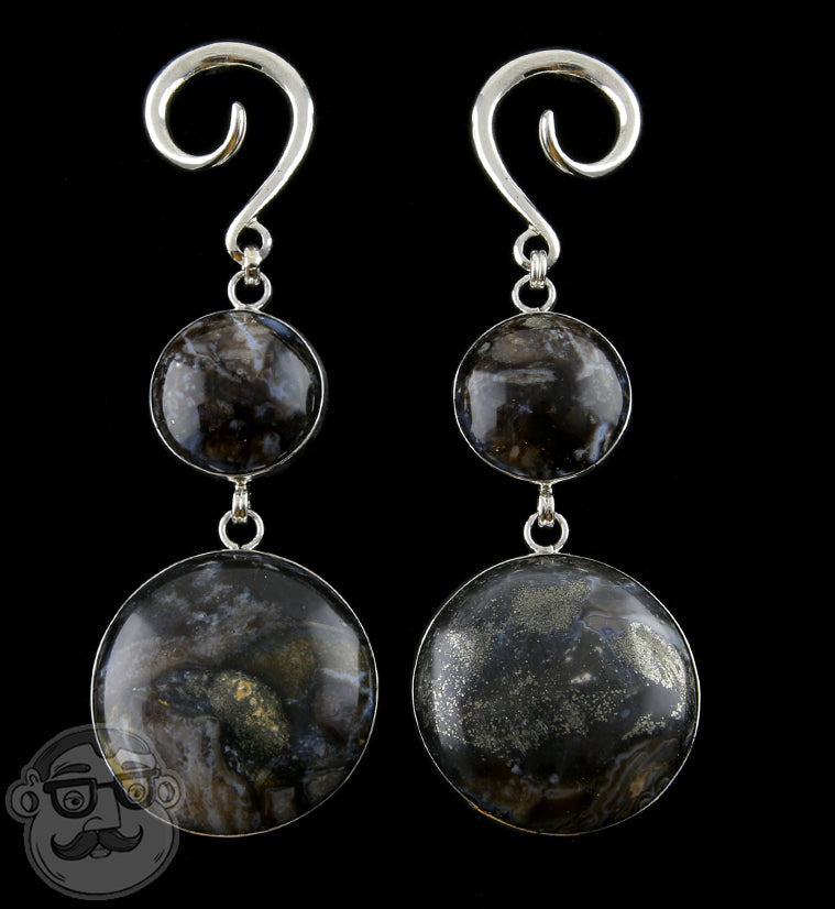 Double Pyrite Jasper Stone Ear Weights