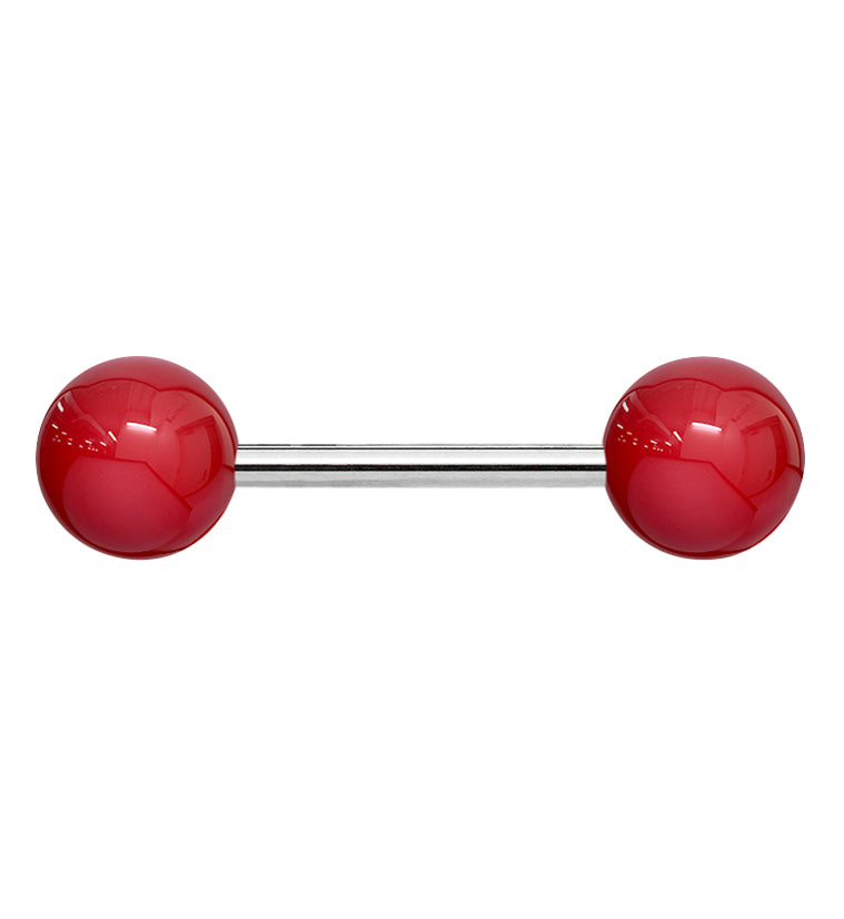 Double Red Ball Stainless Steel Barbell