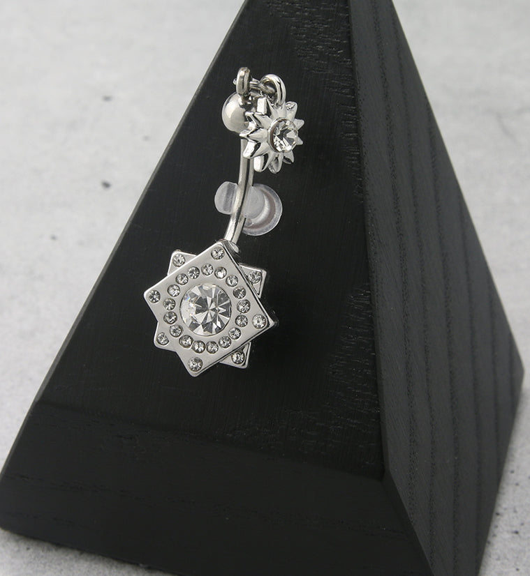 Double Square CZ Belly Button Ring