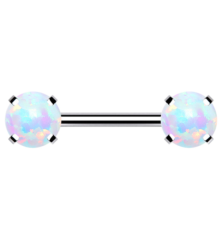 Double White Opalite Threadless Barbell
