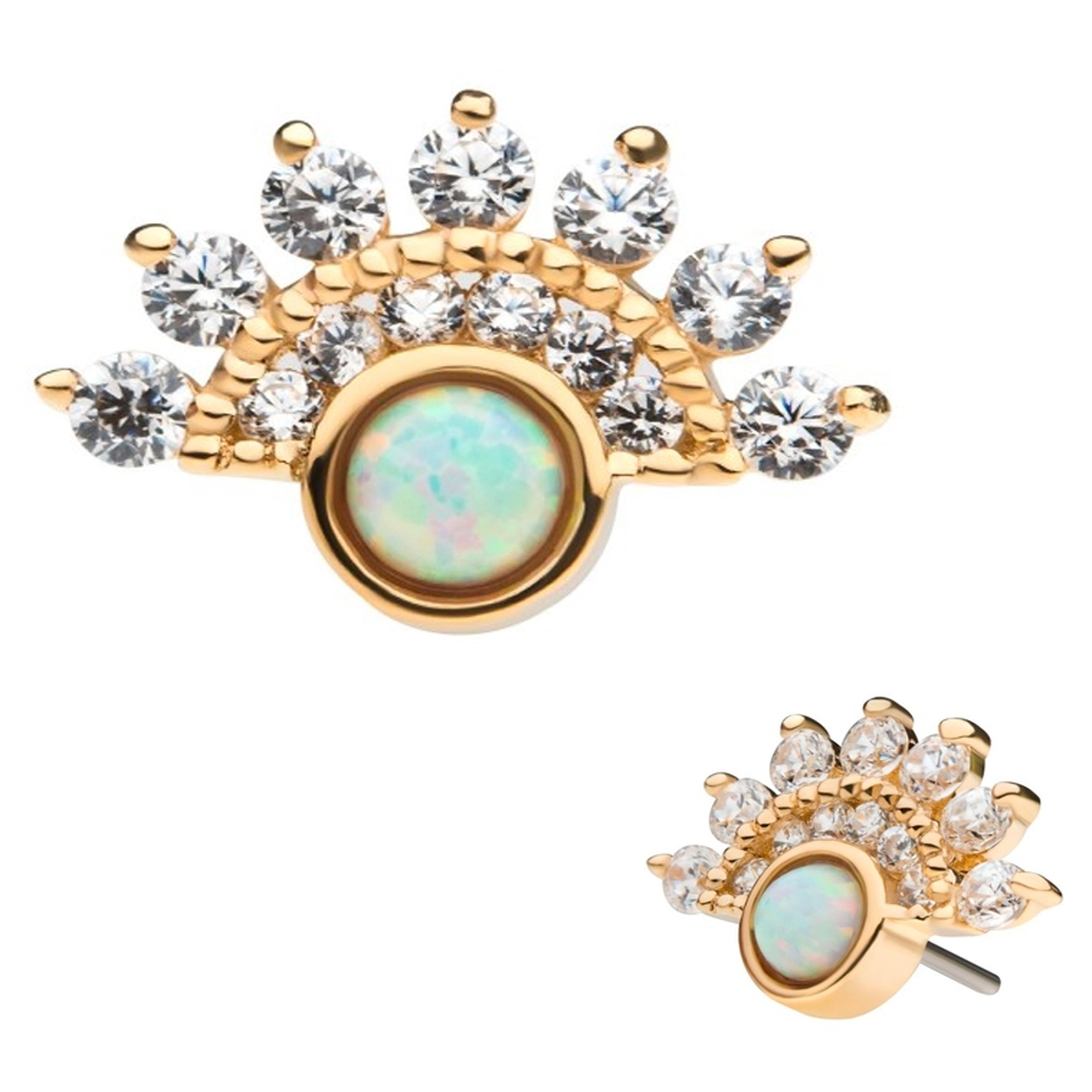 14kt Gold Draft Opalite Threadless Top