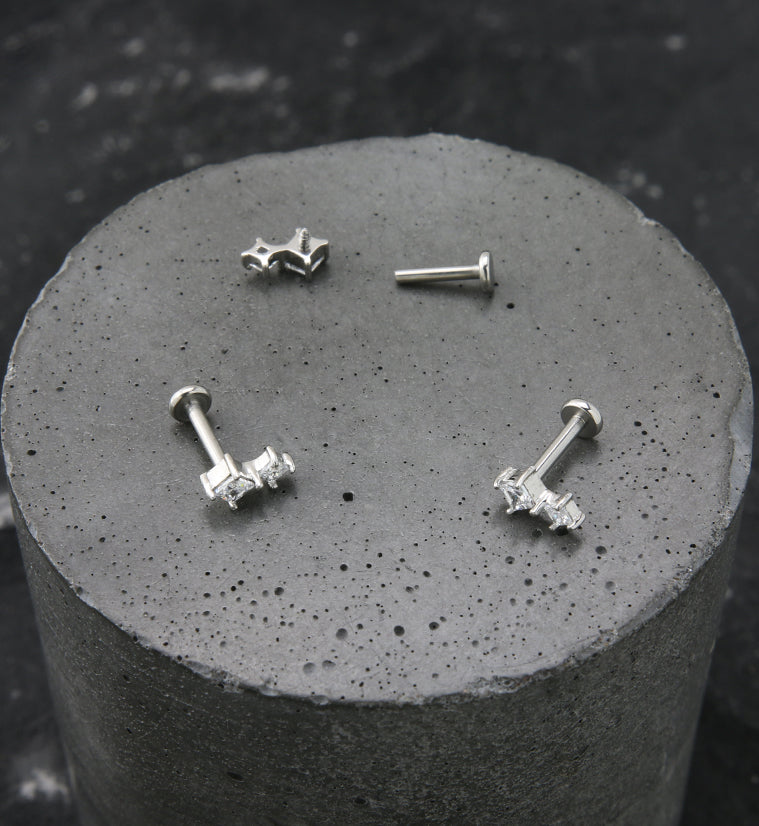 Drip Clear CZ Stainless Steel Internally Threaded Labret