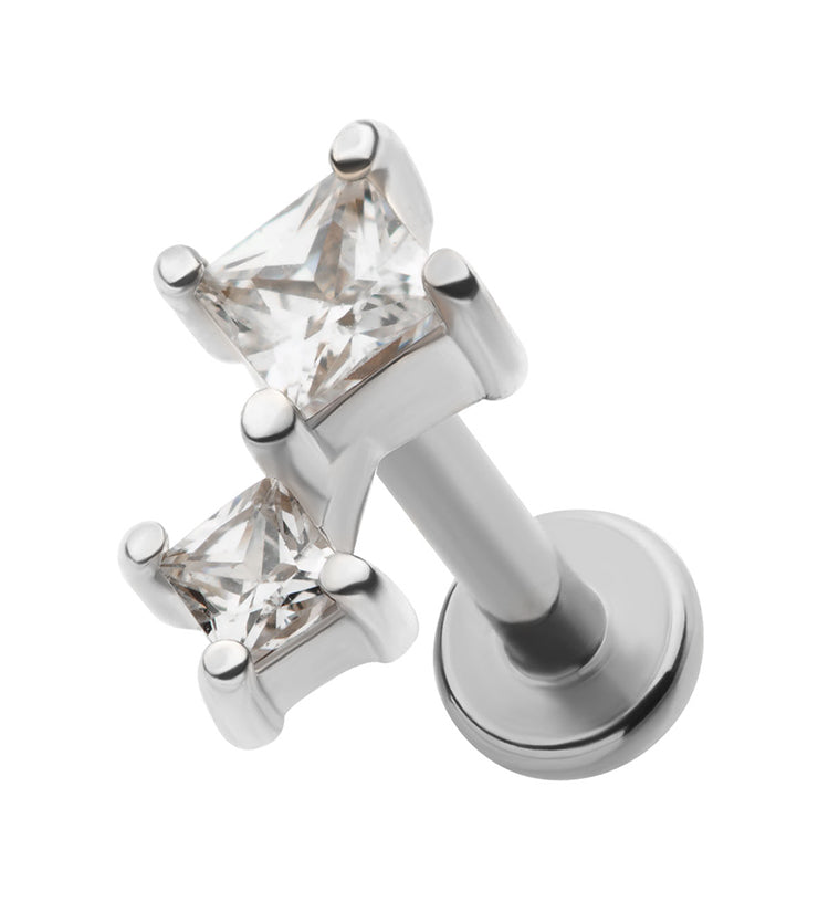 Drip Clear CZ Stainless Steel Internally Threaded Labret