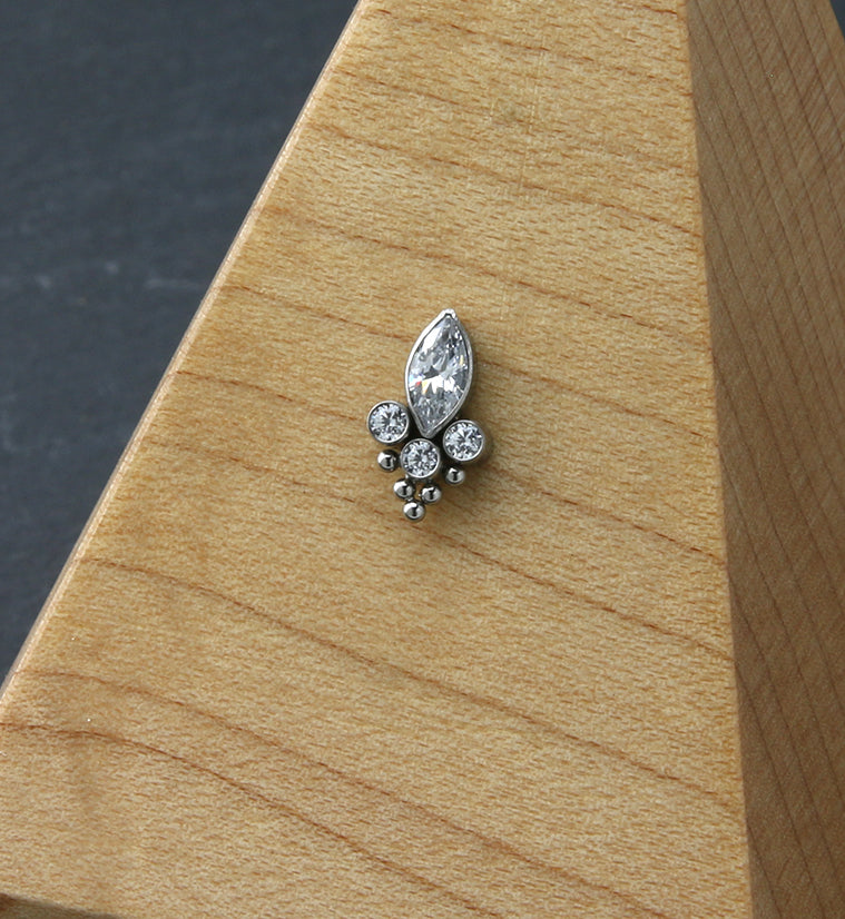 Duchess Beaded Clear CZ Titanium Threadless Top