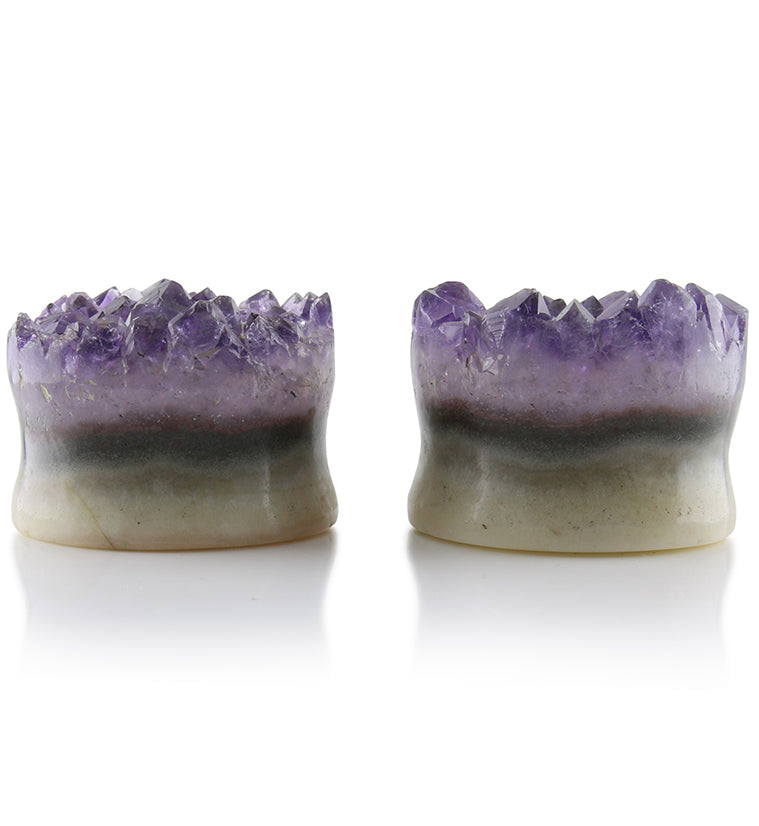 Raw Amethyst Plugs 1 & 1/8" (28.5mm) Version 1
