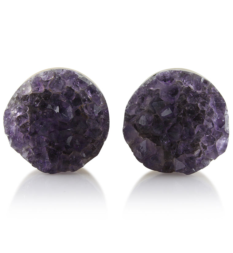 Raw Amethyst Plugs 1 & 1/8" (28.5mm) Version 1