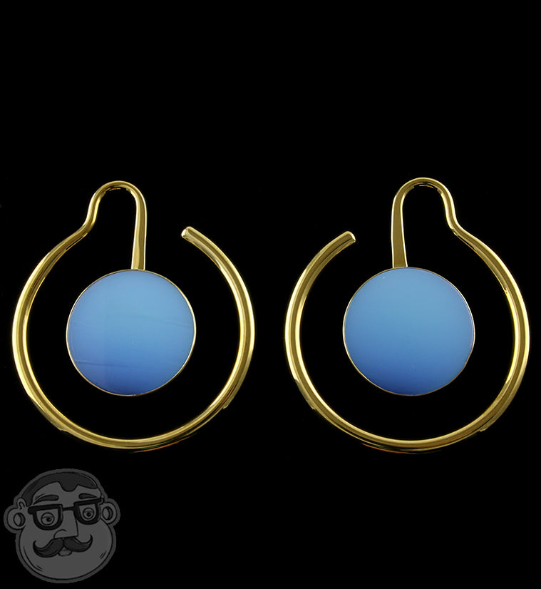 Brass Capa Opalite Glass Ear Weights