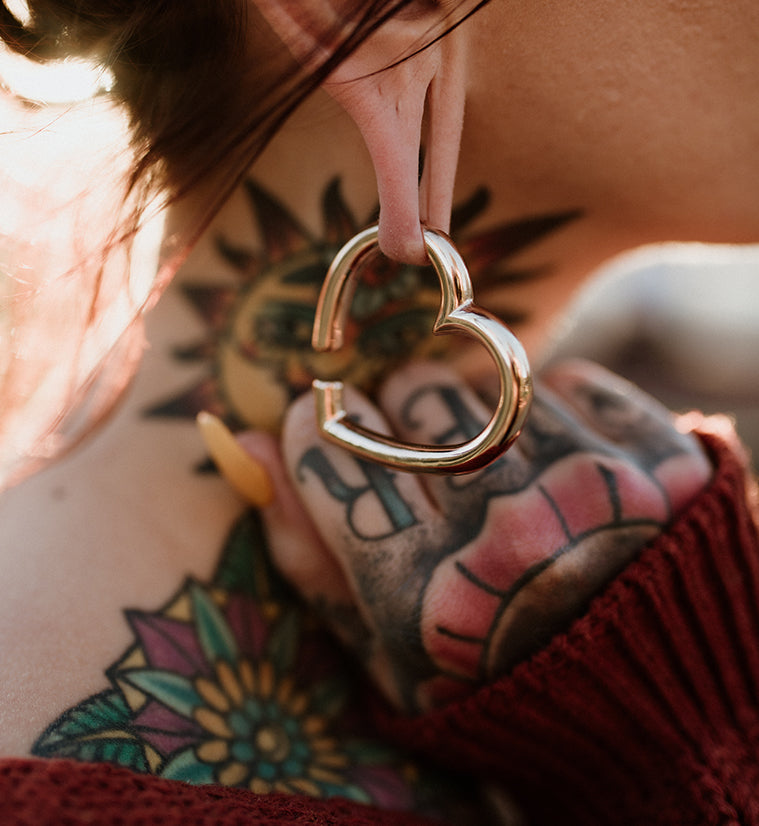 Rose Gold PVD Hanging Heart Ear Weights