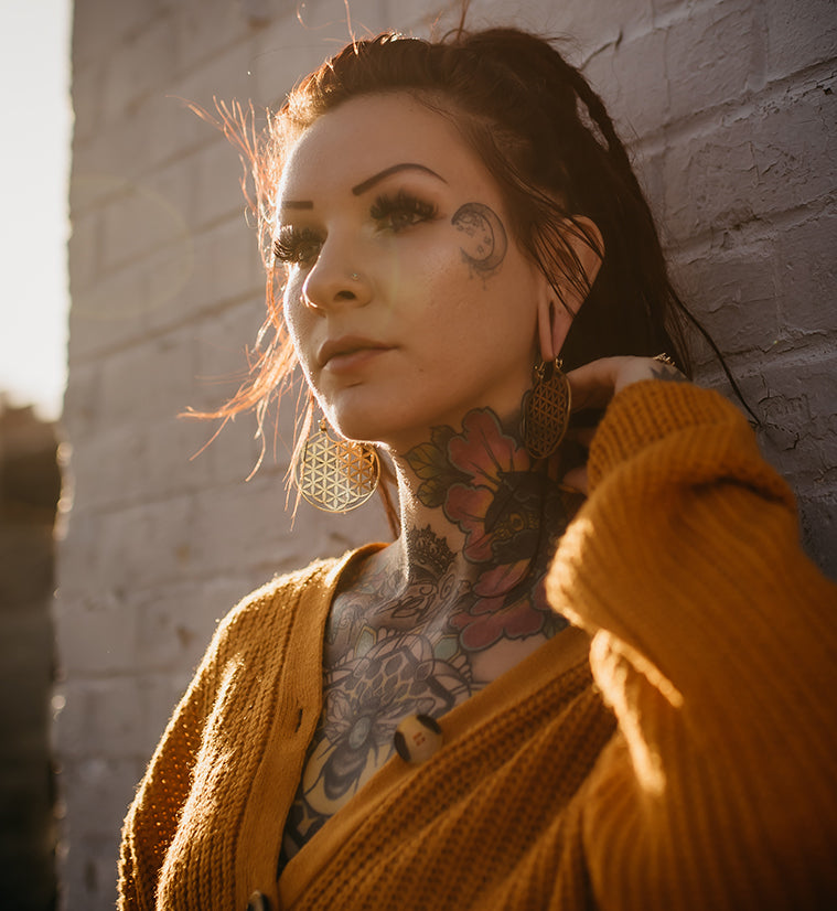 Flower of Life Brass Ear Weights