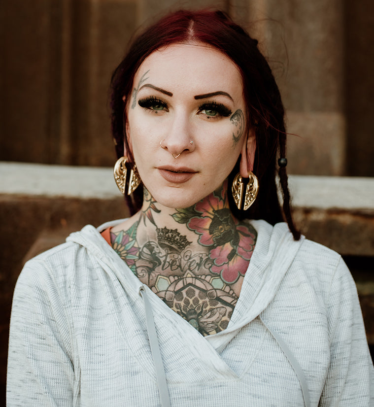 Gold Floral Keyhole Ear Weights