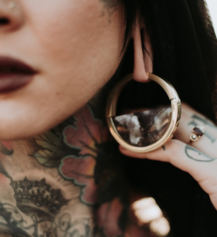 Colure Purple Chalcedony Stone Ear Weights