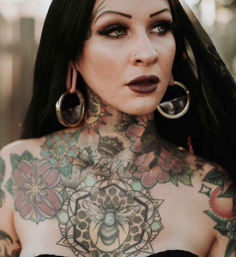 Colure Purple Chalcedony Stone Ear Weights