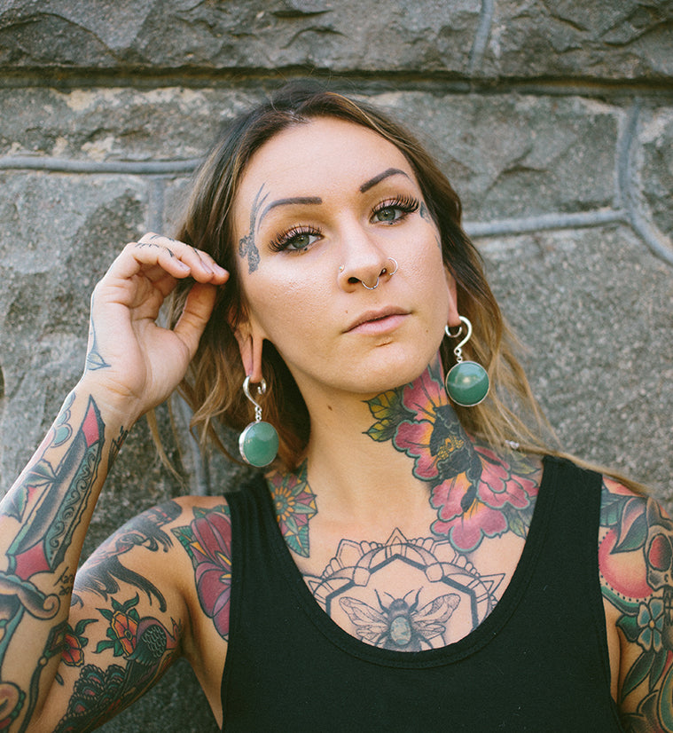 Grand Aventurine Stone Hanging Ear Weights