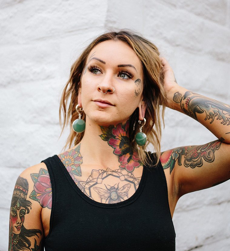 Grand Aventurine Stone Hanging Ear Weights