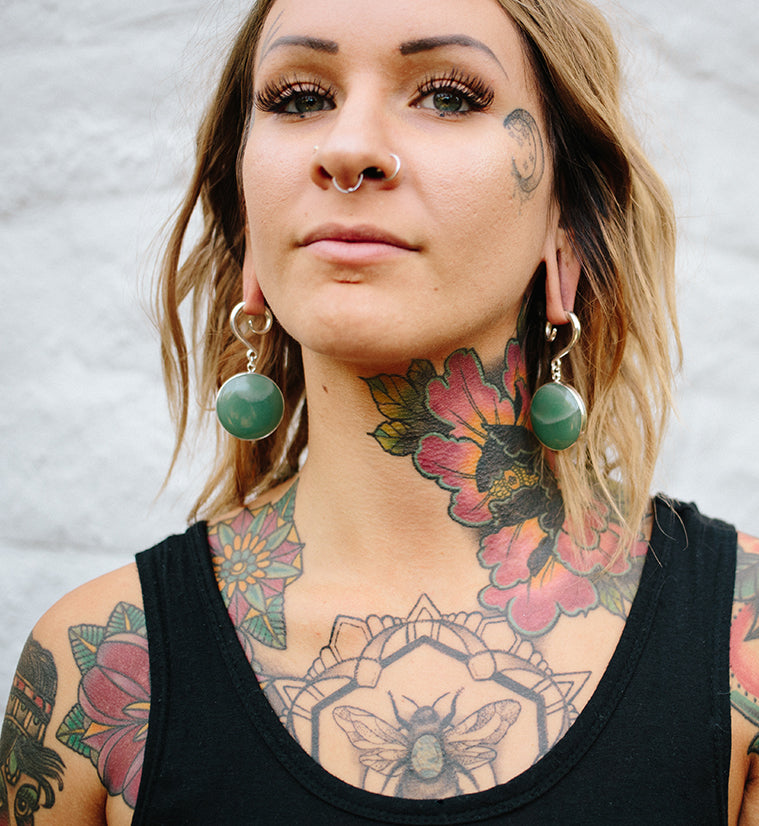 Grand Aventurine Stone Hanging Ear Weights