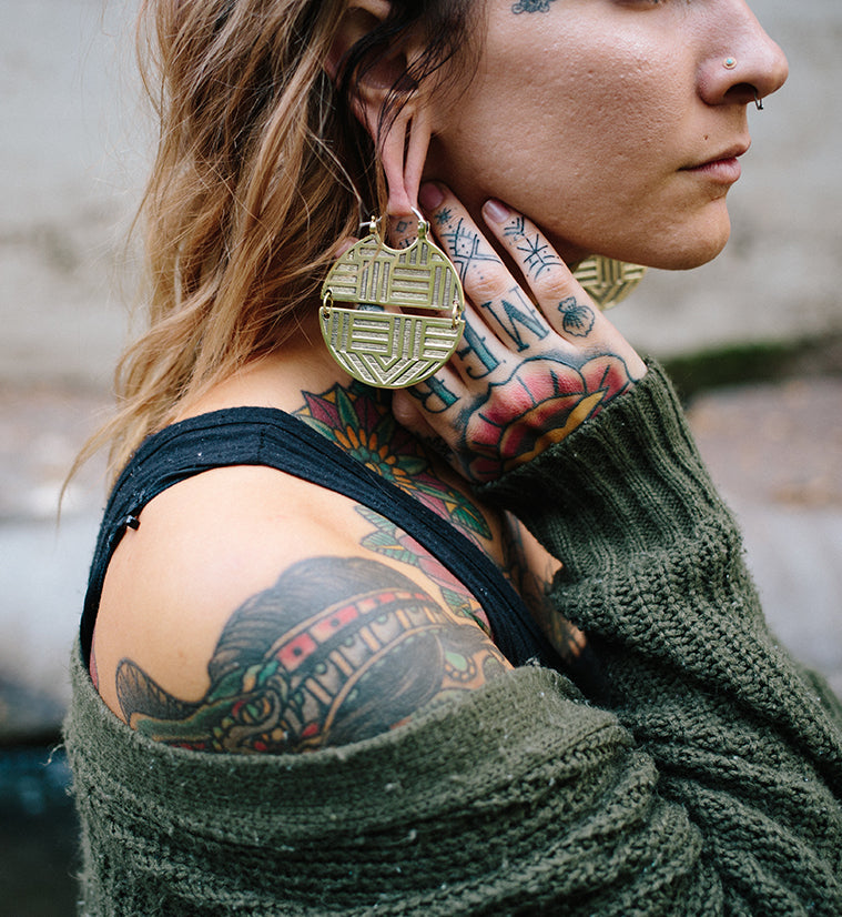 Acute Brass Earrings - Weights