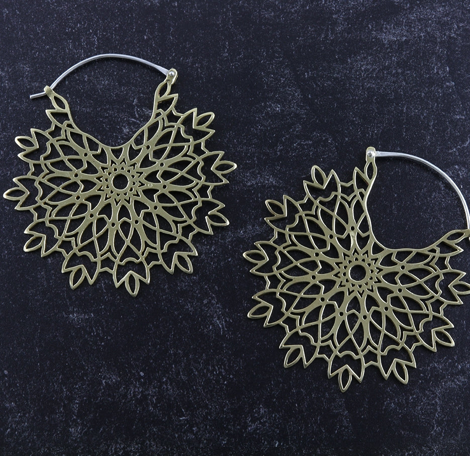 Snow Flake Brass Earrings / Weights