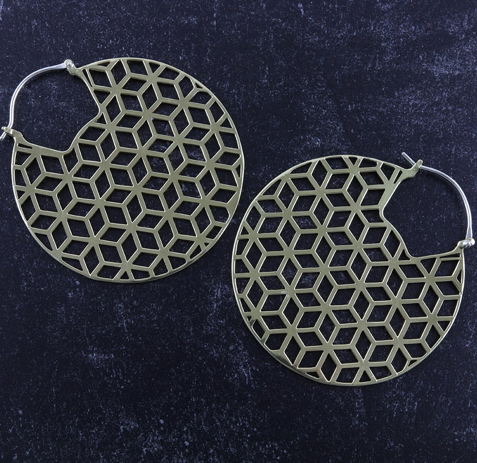 Rhombi White Brass Earrings / Weights