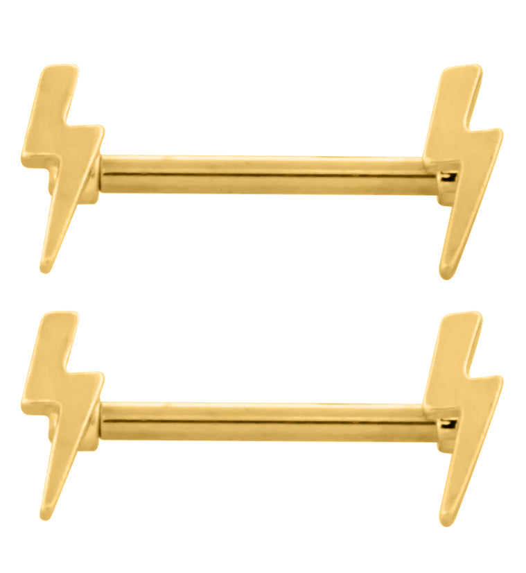 Gold PVD Lightning Bolt Nipple Barbell