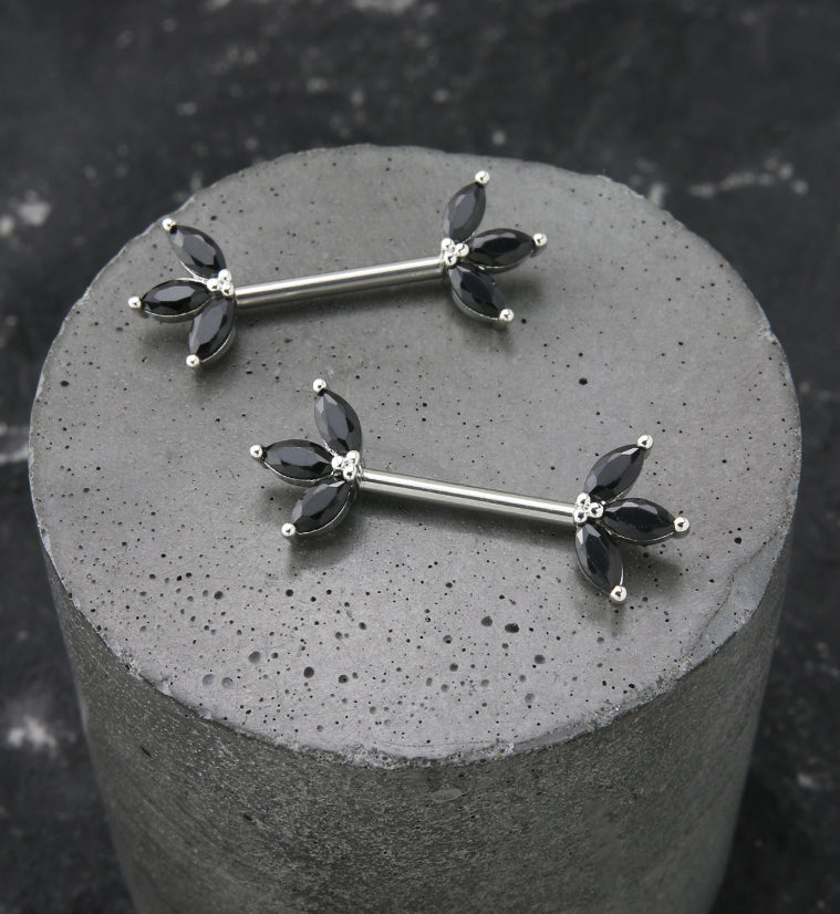 Empress Black CZ Stainless Steel Nipple Barbell