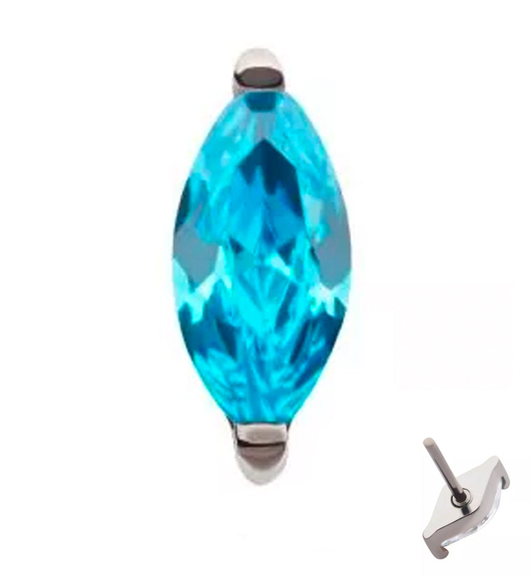 Empress Blue Topaz CZ Threadless Titanium Top