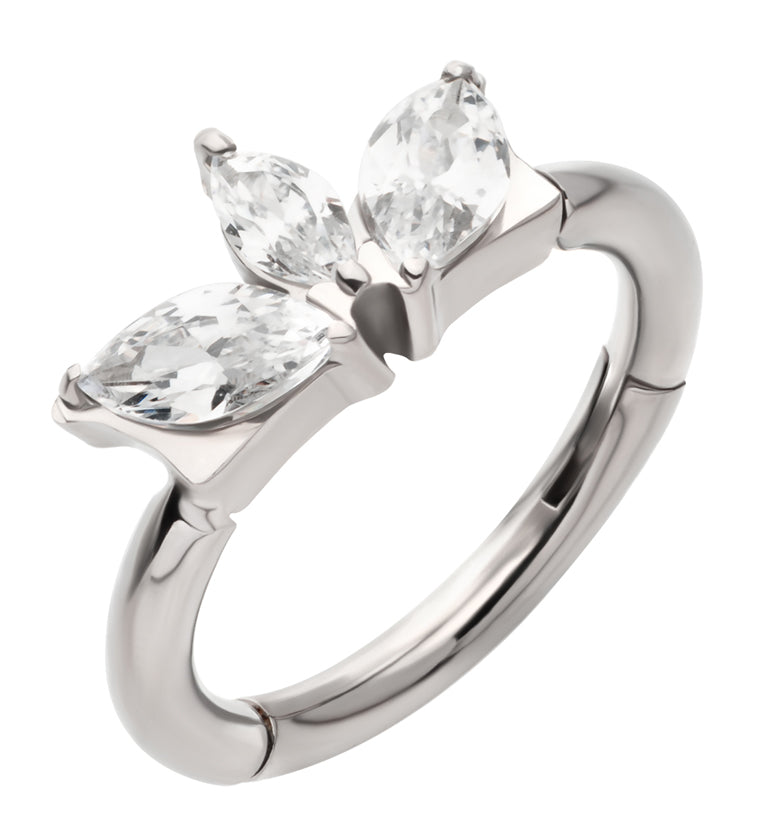 Empress Clear CZ Titanium Hinged Segment Ring