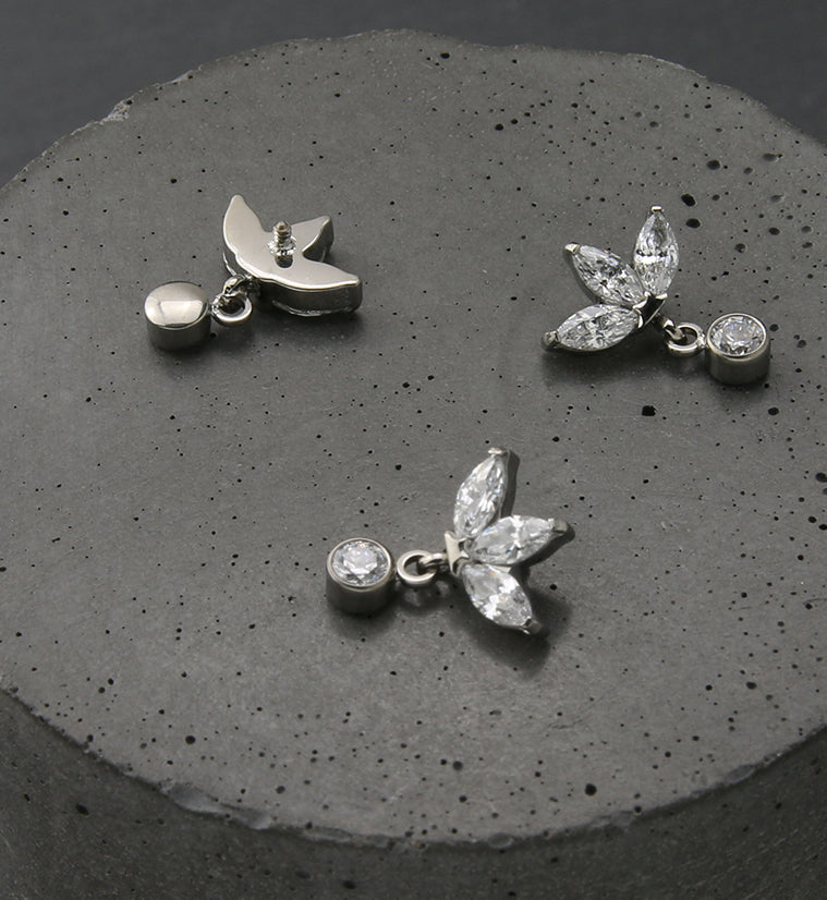 Empress Dangle CZ Internally Threaded Titanium Top