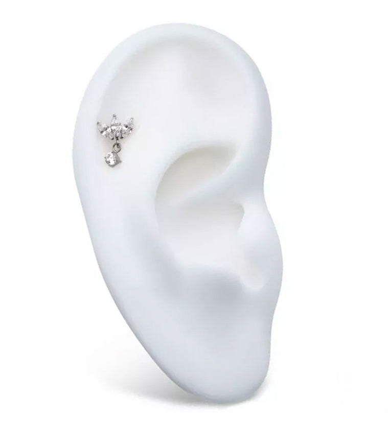 Empress Dangle Prong CZ Internally Threaded Titanium Top