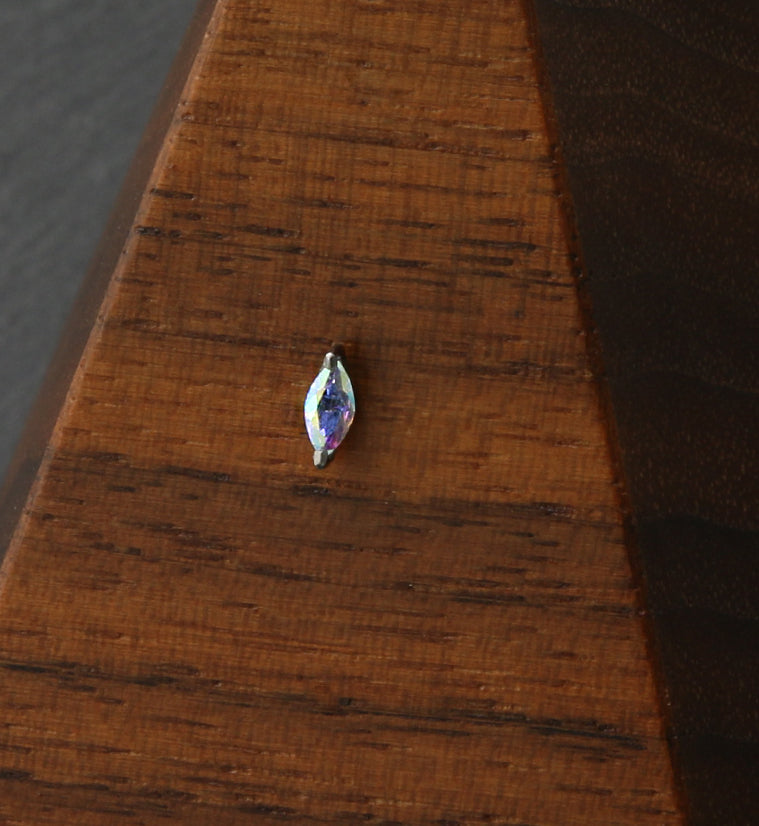 Empress Rainbow Aurora CZ Threadless Titanium Top