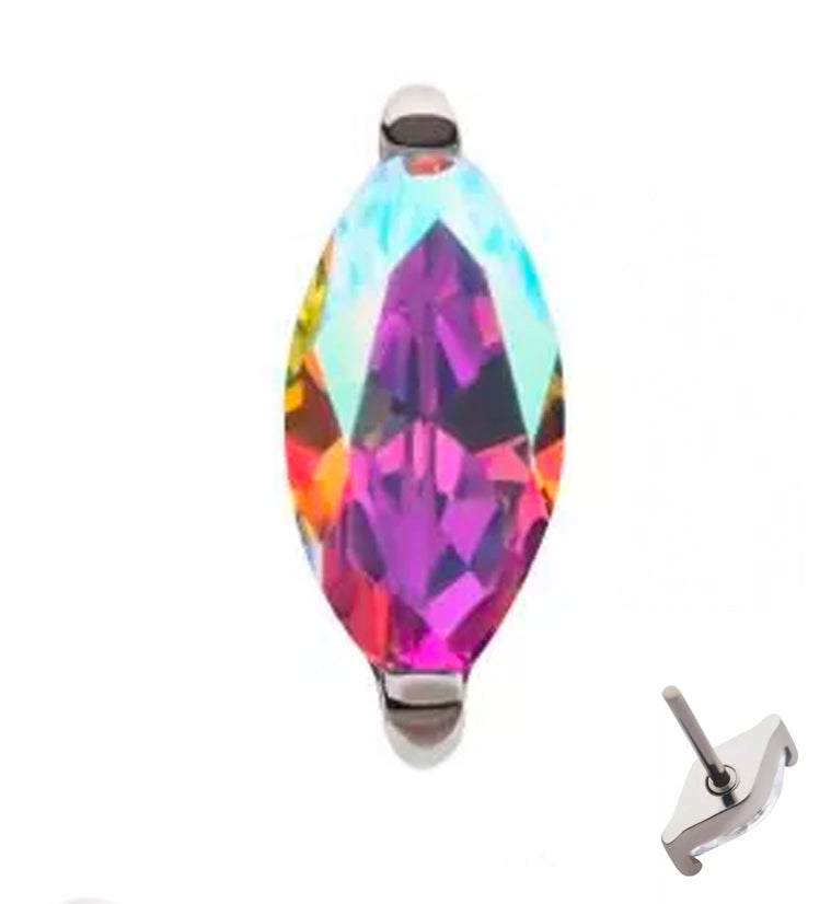 Empress Rainbow Aurora CZ Threadless Titanium Top