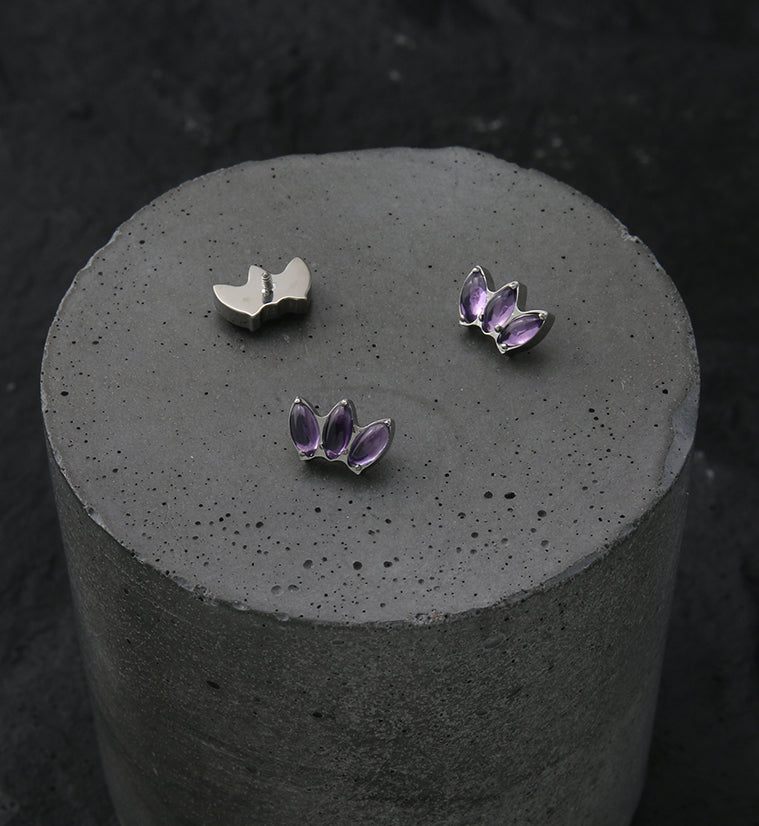 Empress Triple Amethyst Stone Internally Threaded Titanium Top