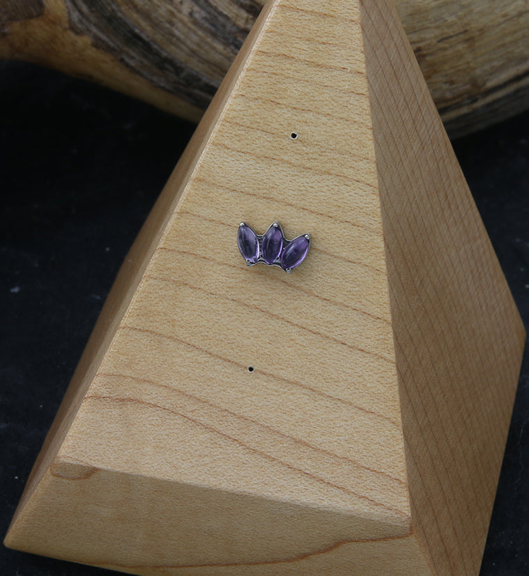 Empress Triple Amethyst Stone Threadless Titanium Top