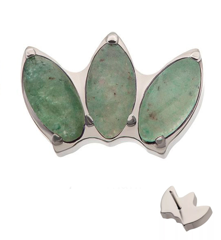 Empress Triple Aquamarine Stone Threadless Titanium Top