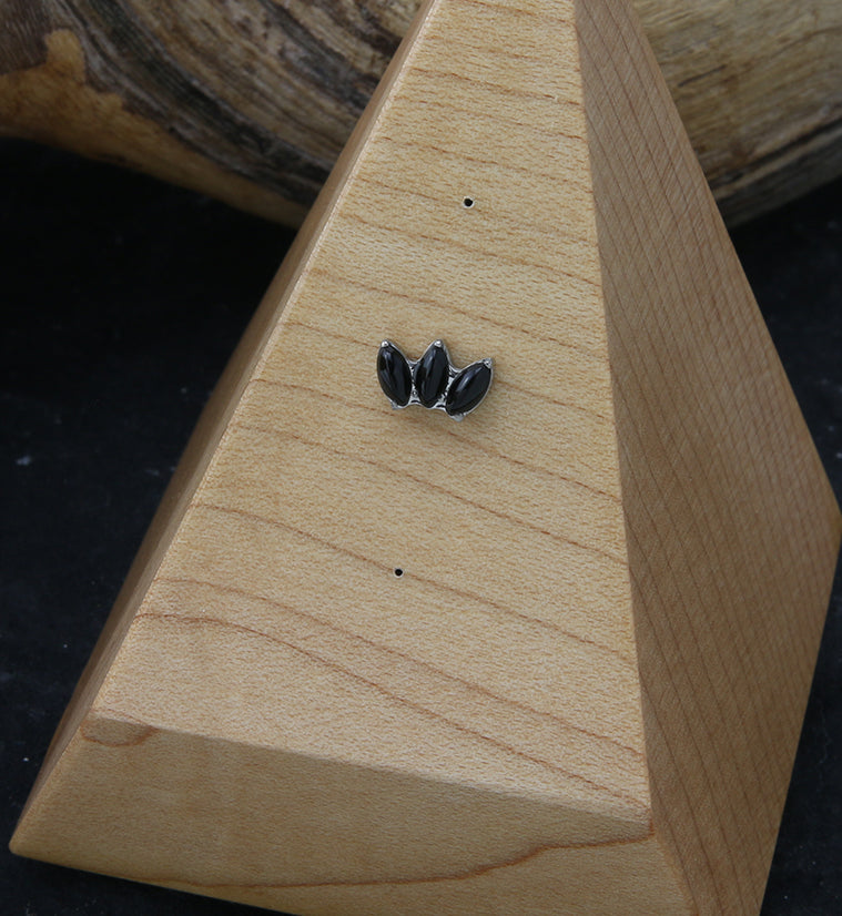 Empress Triple Black Onyx Stone Threadless Titanium Top