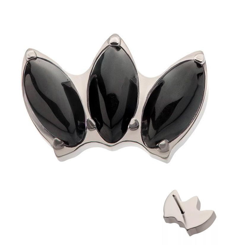 Empress Triple Black Onyx Stone Threadless Titanium Top