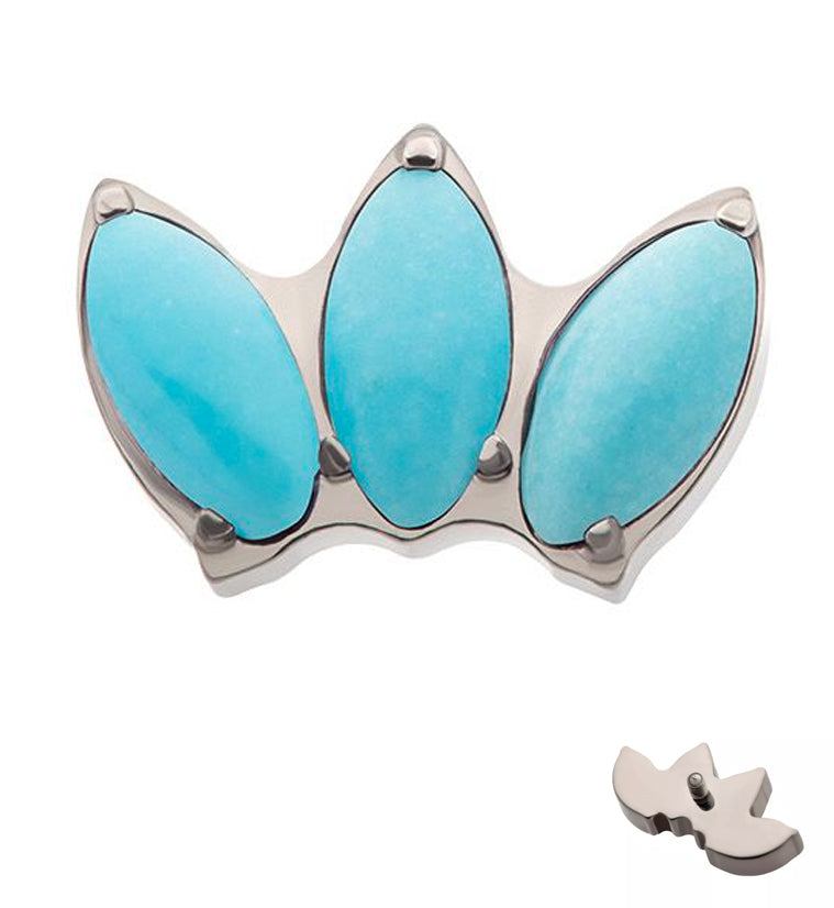 Empress Triple Faux Turquoise Stone Internally Threaded Titanium Top
